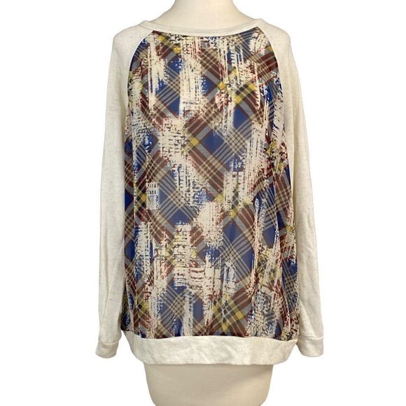 Forever 21 Long Sleeve Pullover With Sheer Plaid Front Size 2X - Picture 1 of 7